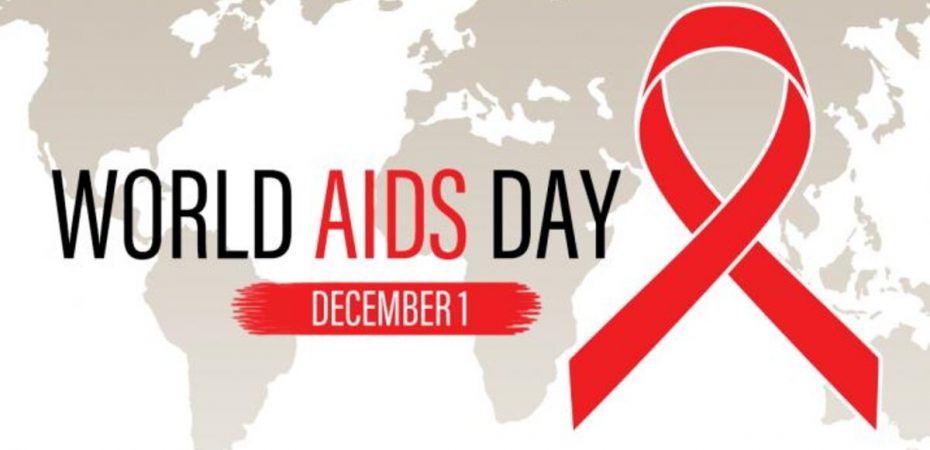world map behind text: "world aids day december 1"